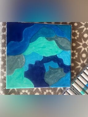 Abstract Acrylic Blue & Teal Canvas Wall Art
